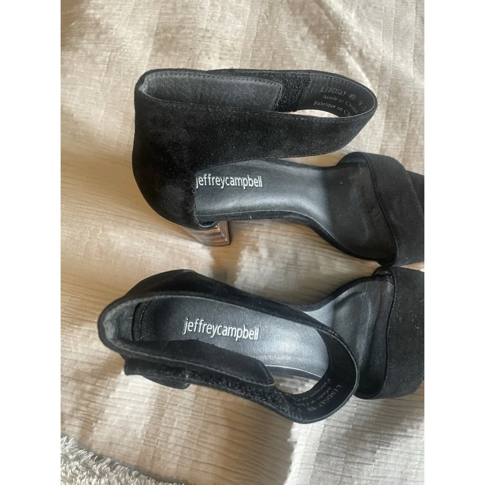 Jeffrey Campbell Lindsay Block heel Size 9.5 Club Party Cocktail Black Velvet